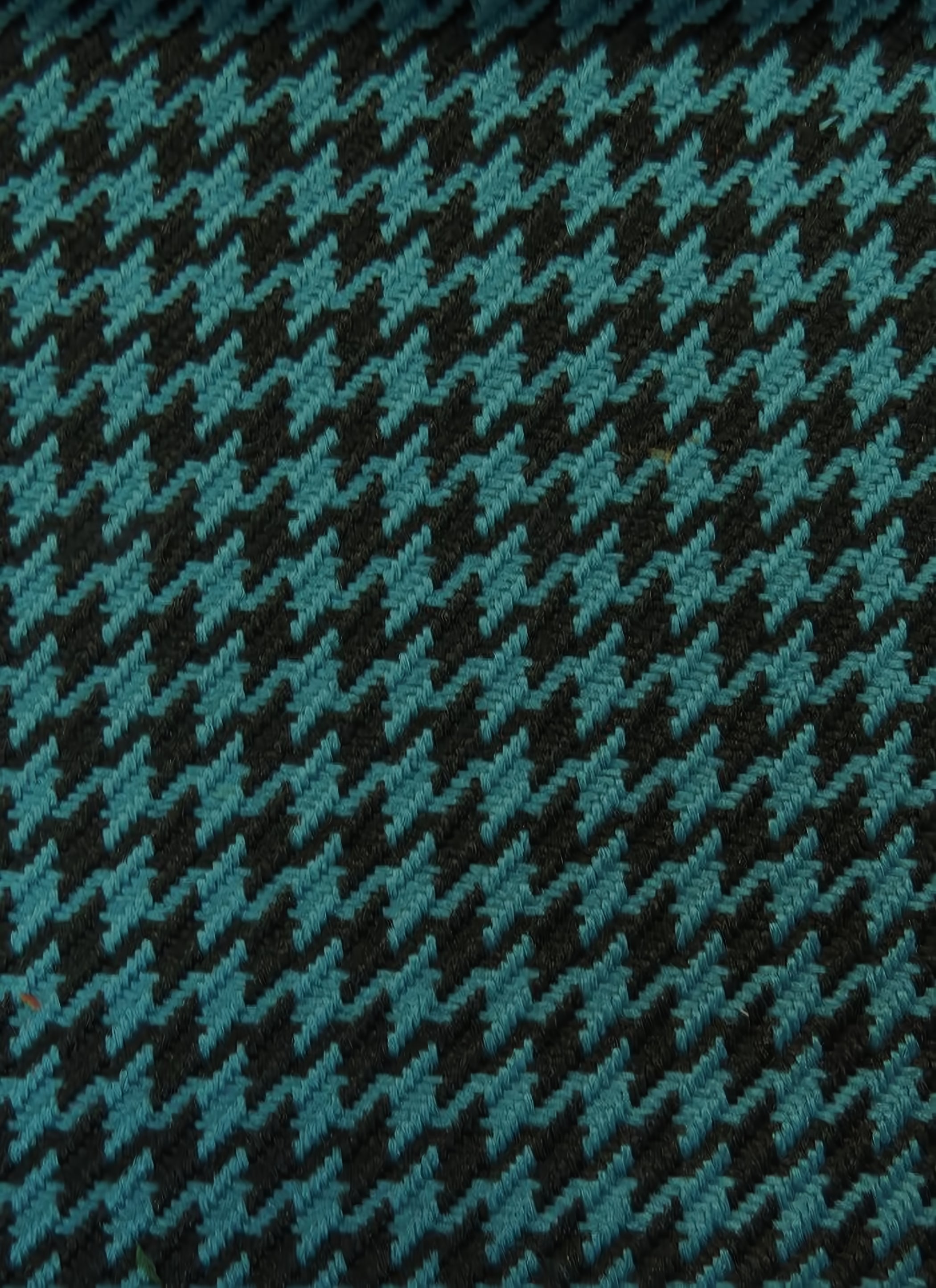 Houndstooth Upholstery Fabric / Teal/Black / Sold By The Yard