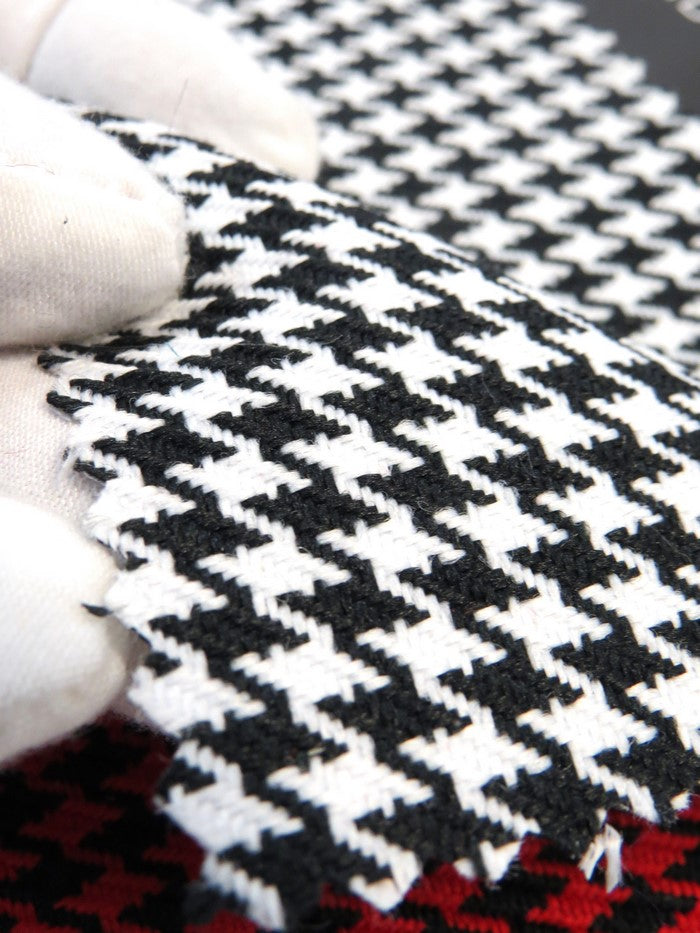 Houndstooth Upholstery Fabric / White/Black / Sold By The Yard