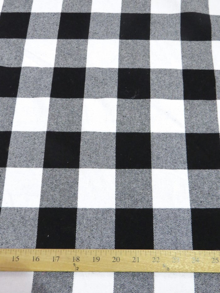 Heavy Tartan Plaid Uniform Apparel Flannel Fabric / Buffalo White/Black / Sold By The Yard