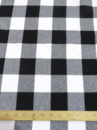Heavy Tartan Plaid Uniform Apparel Flannel Fabric / Buffalo White/Black / Sold By The Yard