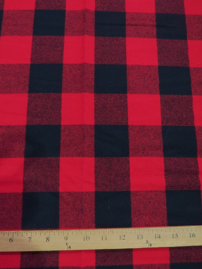 Heavy Tartan Plaid Uniform Apparel Flannel Fabric Buffalo Red Black by ...