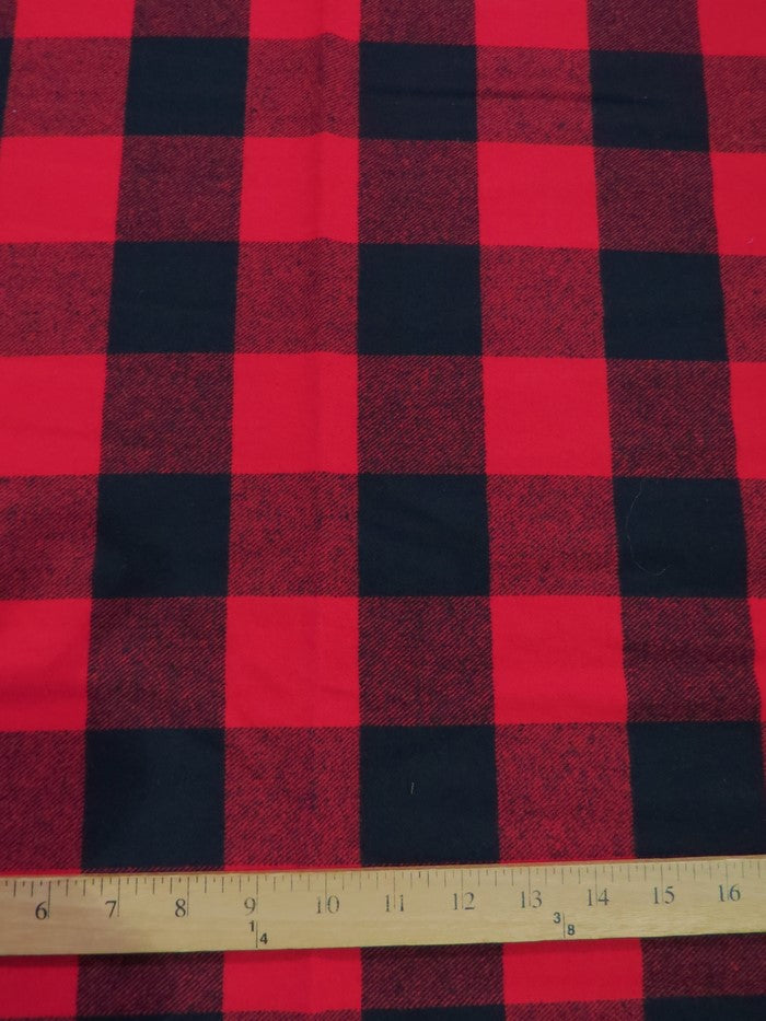 Heavy Tartan Plaid Uniform Apparel Flannel Fabric / Buffalo Red/Black / Sold By The Yard