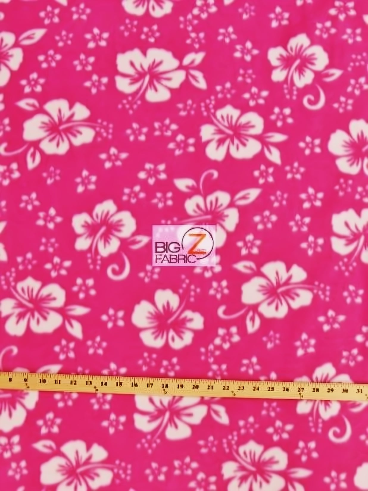 Fleece Printed Fabric Flower Hawaiian / Fuchsia / Sold By The yard