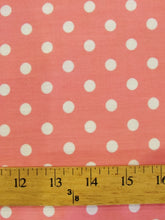 Poly Cotton Printed Fabric Small Polka Dots / Bubble Gum/White Dots / Sold By The Yard