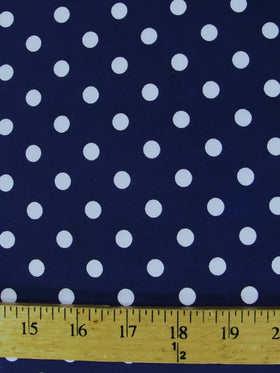 Poly Cotton Printed Fabric Small Polka Dots / Dark Royal/White Dots / Sold By The Yard
