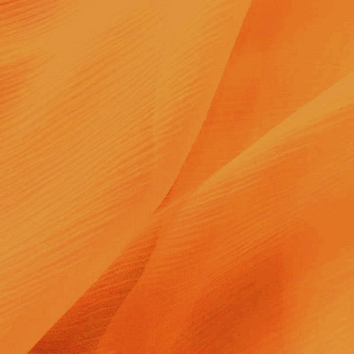 Crushed Chiffon Fabric / Orange / Sold By The Yard