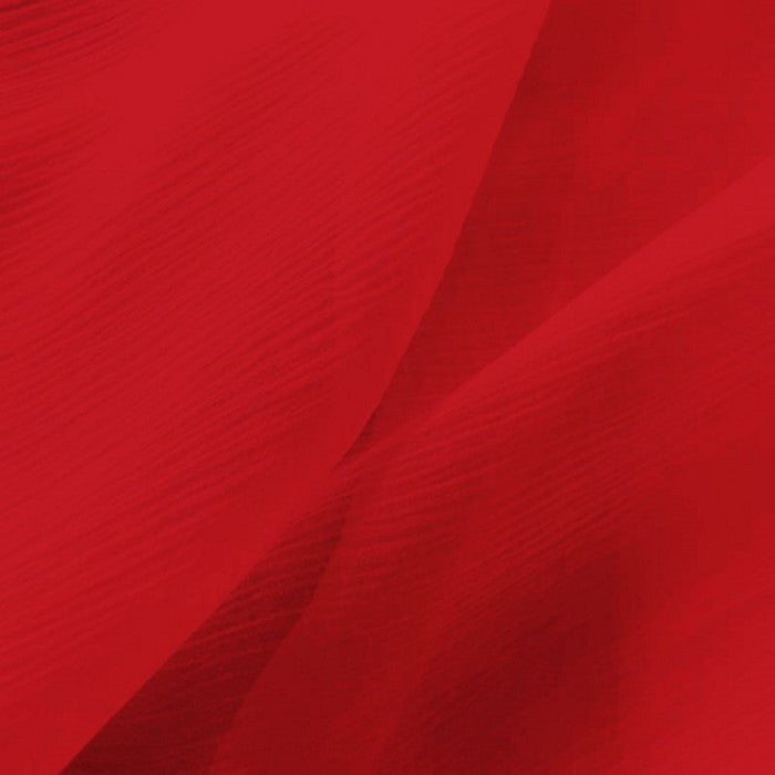 Crushed Chiffon Fabric / Red / Sold By The Yard