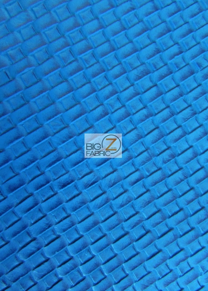 Lattice Basket Weave Upholstery Vinyl Fabric / Blue / Sold By The Yard