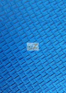 Lattice Basket Weave Upholstery Vinyl Fabric / Blue / Sold By The Yard Closeout!!!