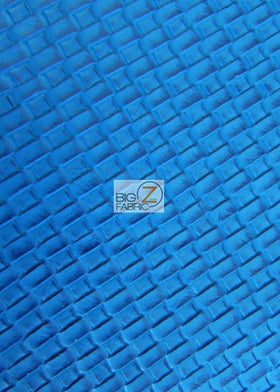 Lattice Basket Weave Upholstery Vinyl Fabric / Blue / Sold By The Yard Closeout!!! - 0