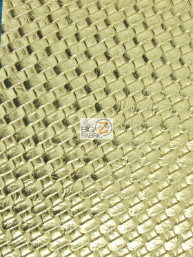 Lattice Basket Weave Upholstery Vinyl Fabric / Gold / Sold By The Yard