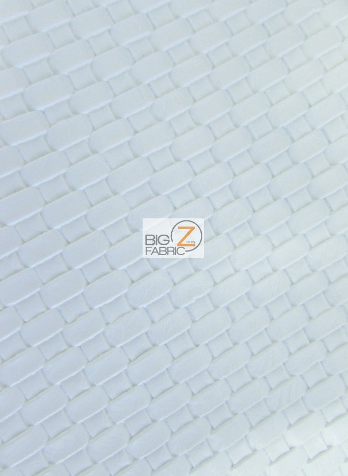 Lattice Basket Weave Upholstery Vinyl Fabric / White / Sold By The Yard