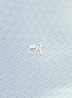 Lattice Basket Weave Upholstery Vinyl Fabric / White / Sold By The Yard Closeout!!!
