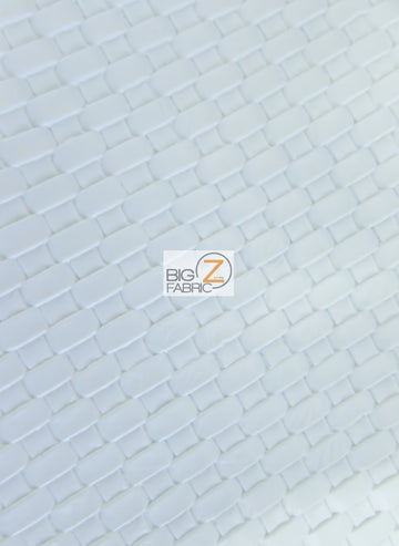 Lattice Basket Weave Upholstery Vinyl Fabric / White / Sold By The Yard Closeout!!!