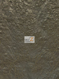 Luminous Crinkled Floral Upholstery Fabric / Chocolate / Sold By The Yard