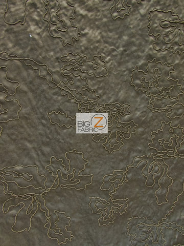 Luminous Crinkled Floral Upholstery Fabric / Chocolate / Sold By The Yard