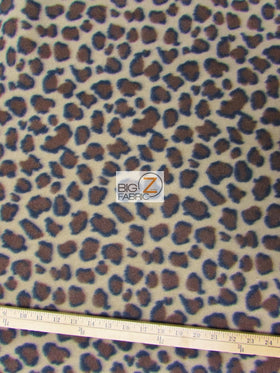 Fleece Printed Fabric Animal Leopard / Light Mocha / Sold By The Yard