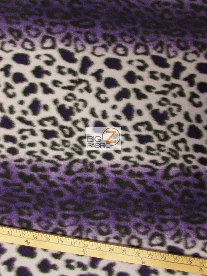 Fleece Printed Fabric Animal Leopard / Purple Snow Leopard / Sold By The Yard