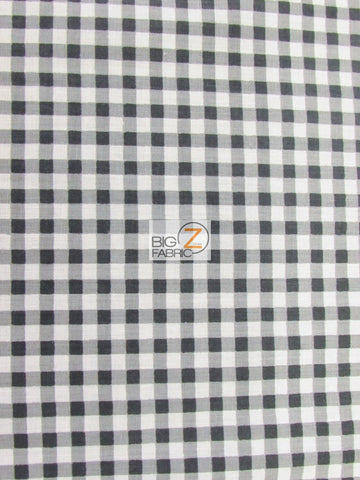 Mini Checkered Gingham Poly Cotton Printed Fabric / Black / 50 Yard Bolt