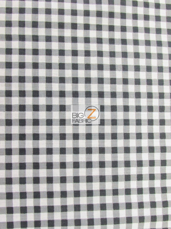 Mini Checkered Gingham Poly Cotton Printed Fabric / Black / 50 Yard Bolt