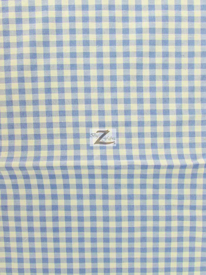 Mini Checkered Gingham Poly Cotton Printed Fabric / Blue / 50 Yard Bolt