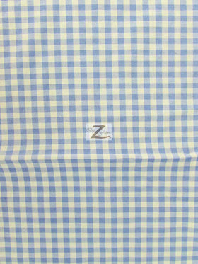 Mini Checkered Gingham Poly Cotton Printed Fabric / Blue / 50 Yard Bolt