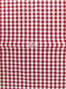 Mini Checkered Gingham Poly Cotton Printed Fabric / Burgundy / 50 Yard Bolt-1