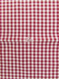 Mini Checkered Gingham Poly Cotton Printed Fabric / Burgundy / 50 Yard Bolt