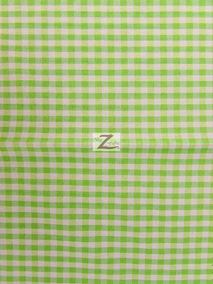 Mini Checkered Gingham Poly Cotton Printed Fabric / Lime Green / 50 Yard Bolt