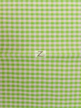 Mini Checkered Gingham Poly Cotton Printed Fabric / Lime Green / 50 Yard Bolt
