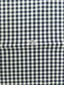Mini Checkered Gingham Poly Cotton Printed Fabric / Navy Blue / 50 Yard Bolt-1