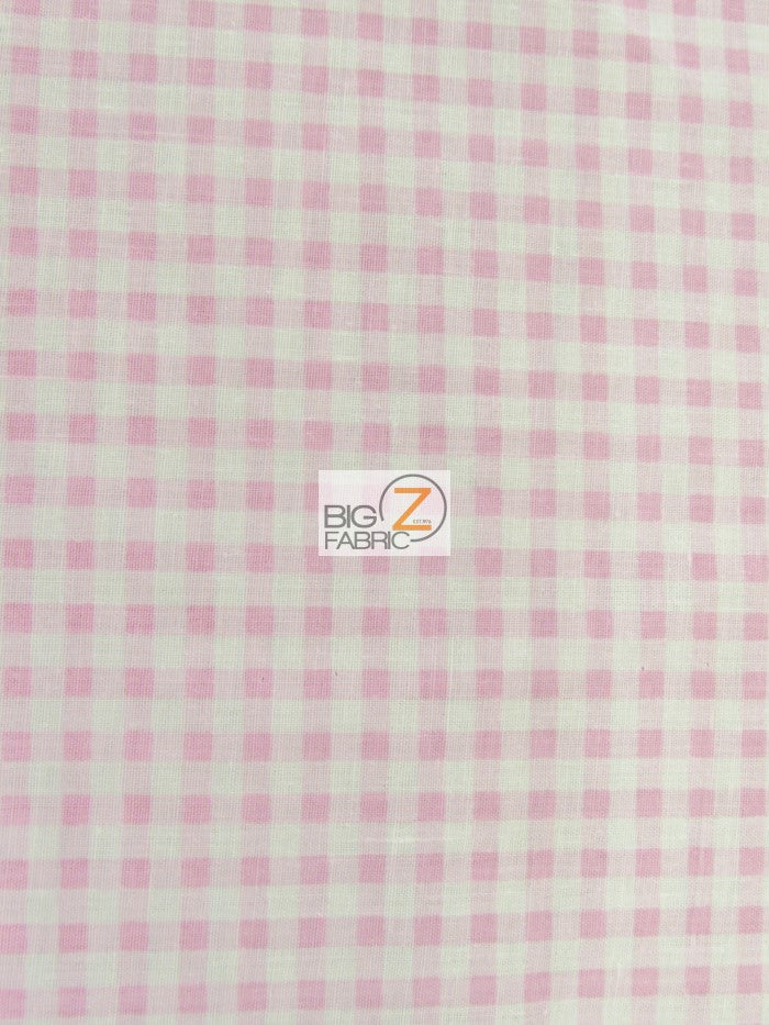 Mini Checkered Gingham Poly Cotton Printed Fabric / Pink / 50 Yard Bolt