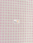Mini Checkered Gingham Poly Cotton Printed Fabric / Pink / 50 Yard Bolt-1