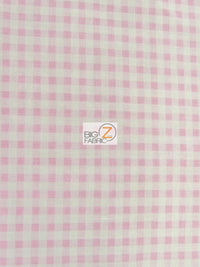 Mini Checkered Gingham Poly Cotton Printed Fabric / Pink / 50 Yard Bolt