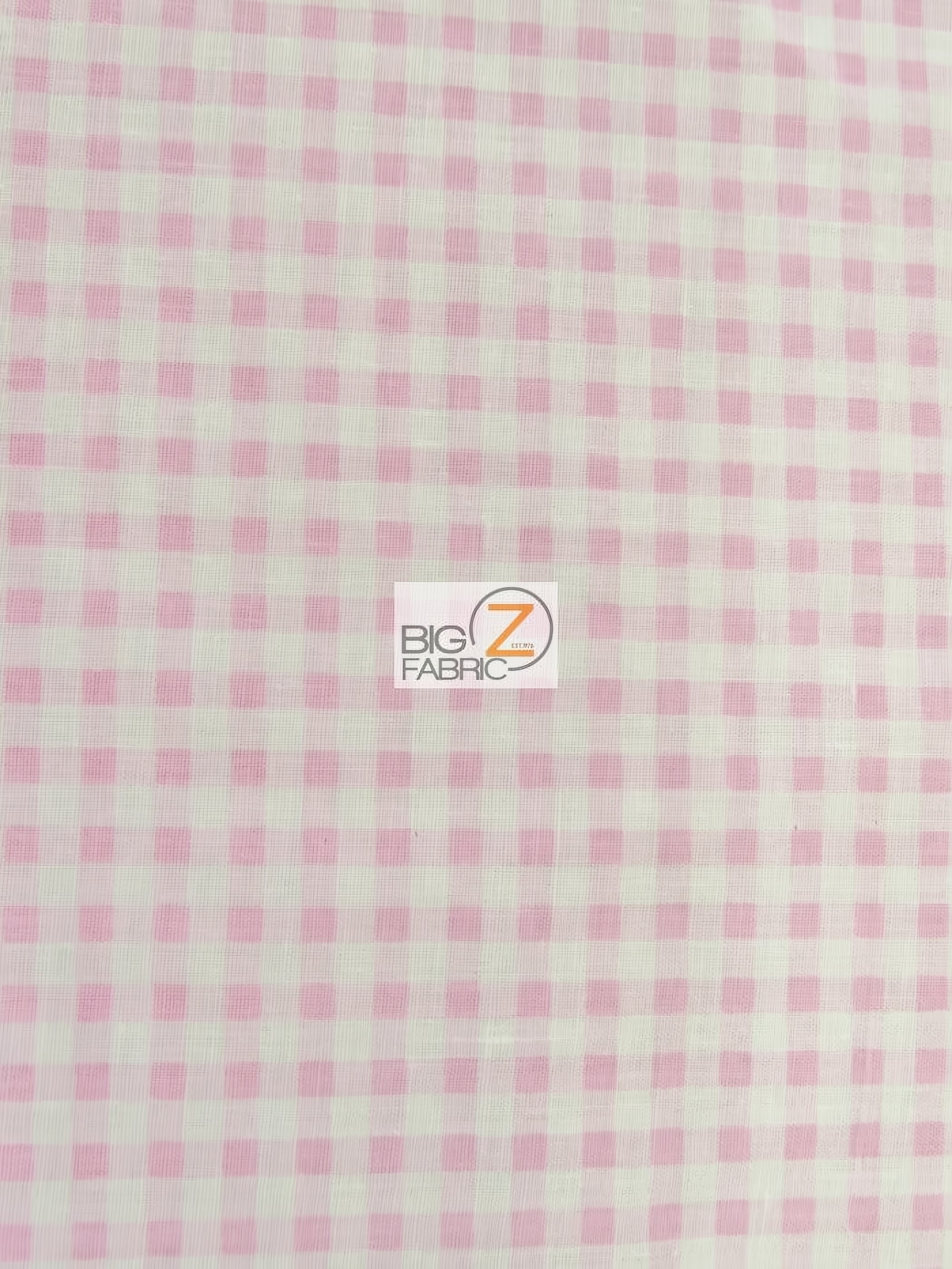 Mini Checkered Gingham Poly Cotton Printed Fabric / Pink / 50 Yard Bolt