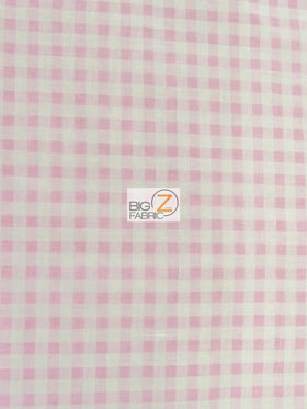Mini Checkered Gingham Poly Cotton Printed Fabric / Pink / 50 Yard Bolt