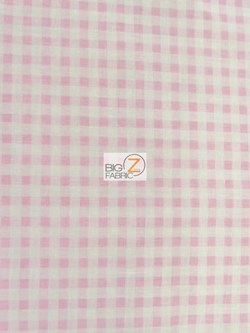 Mini Checkered Gingham Poly Cotton Printed Fabric / Pink / 50 Yard Bolt