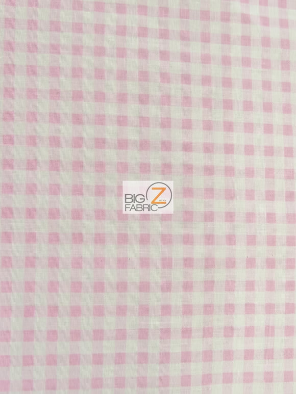 Mini Checkered Gingham Poly Cotton Printed Fabric / Pink / 50 Yard Bolt