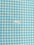 Mini Checkered Gingham Poly Cotton Printed Fabric / Turquoise / 50 Yard Bolt-1