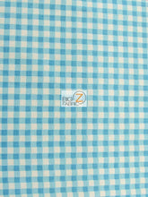 Mini Checkered Gingham Poly Cotton Printed Fabric / Turquoise / 50 Yard Bolt