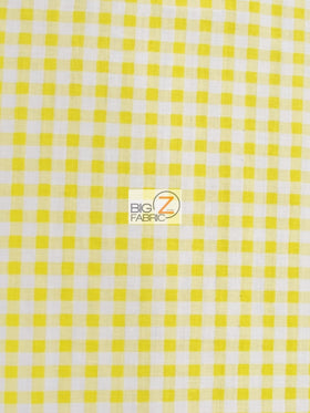 Mini Checkered Gingham Poly Cotton Printed Fabric / Yellow / 50 Yard Bolt