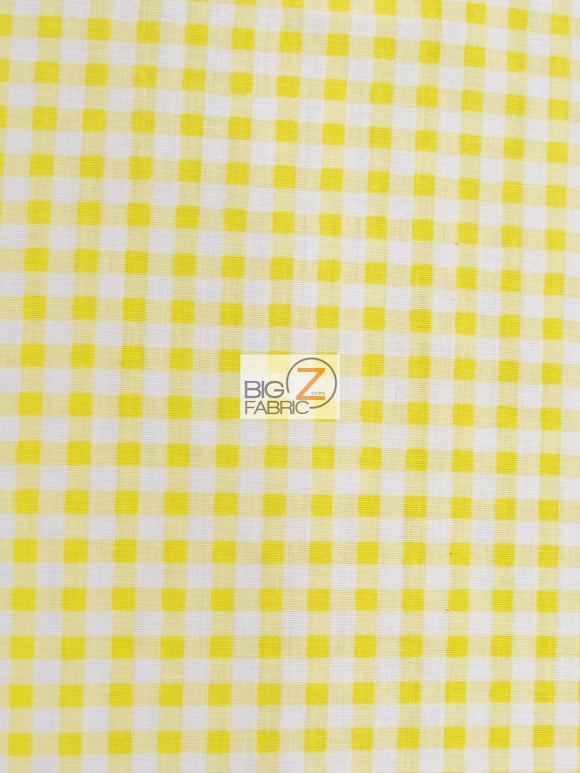 Mini Checkered Gingham Poly Cotton Printed Fabric / Yellow / 50 Yard Bolt