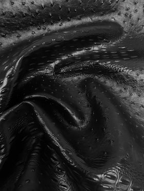 Mutant Ostrich Gator Embossed Vinyl Fabric / Death Black / By The Roll - 30 Yards