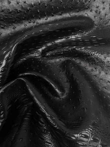 Mutant Ostrich Gator Embossed Vinyl Fabric / Death Black / By The Roll - 30 Yards