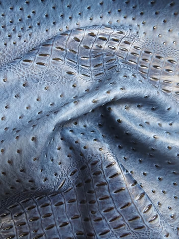 Mutant Ostrich Gator Embossed Vinyl Fabric / Raging Blue / By The Roll - 30 Yards