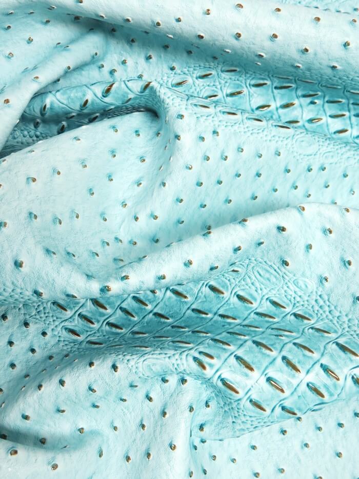 Glacier Blue Mutant Ostrich Gator Embossed Vinyl Fabric / Sold By The Yard