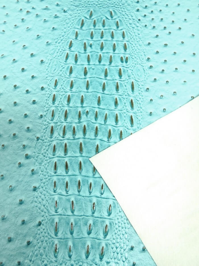 Glacier Blue Mutant Ostrich Gator Embossed Vinyl Fabric / Sold By The Yard