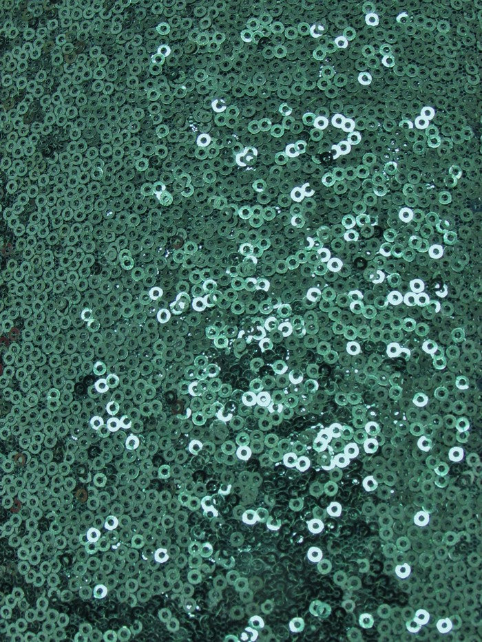 Mini Disc Sequin Nylon Mesh Fabric / Shiny Hunter Green / Sold By The Yard