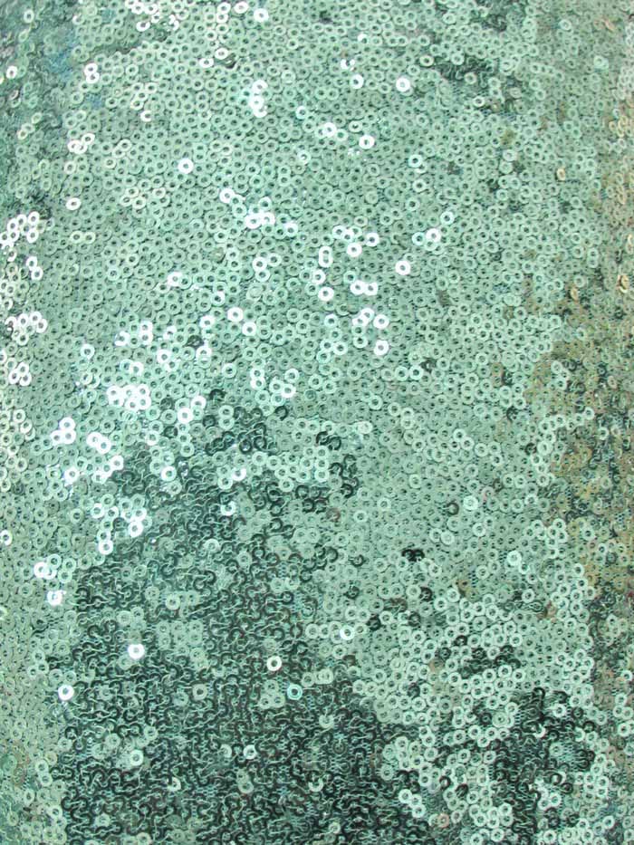 Mini Disc Sequin Nylon Mesh Fabric / Shiny Mint Green / Sold By The Yard