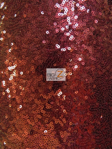 Mini Disc Sequin Nylon Mesh Fabric / Shiny Burgundy / Sold By The Yard